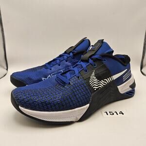 NIKE MEN'S 9.5 METCON 8 OLD ROYAL BLUE WHITE BLACK RUNNING SNEAKERS DO9328-400